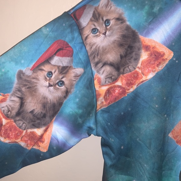 Rage On Size XL Cat Pizza Christmas Union Suit jumpsuit pajamas sleeper - Picture 4 of 7